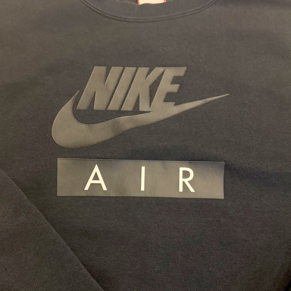 Nike Air Sweatshirt Black Cropped Boxy Oversized Fleece Side Zip Pullover Size S - Picture 2 of 7